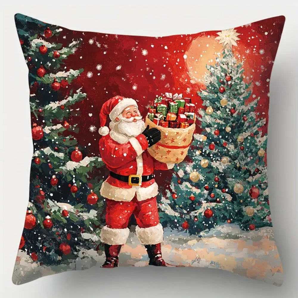 Housse de coussin de Noël traîneau du Père Noël