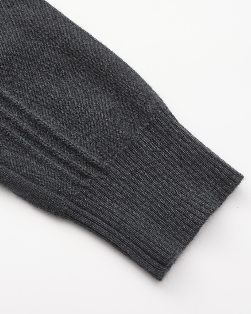 100 % Cashmere Ribbet Halv Lynlås