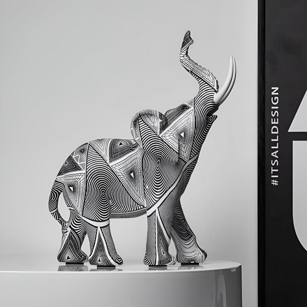 Svart & Vit Spiral Elefant Figur