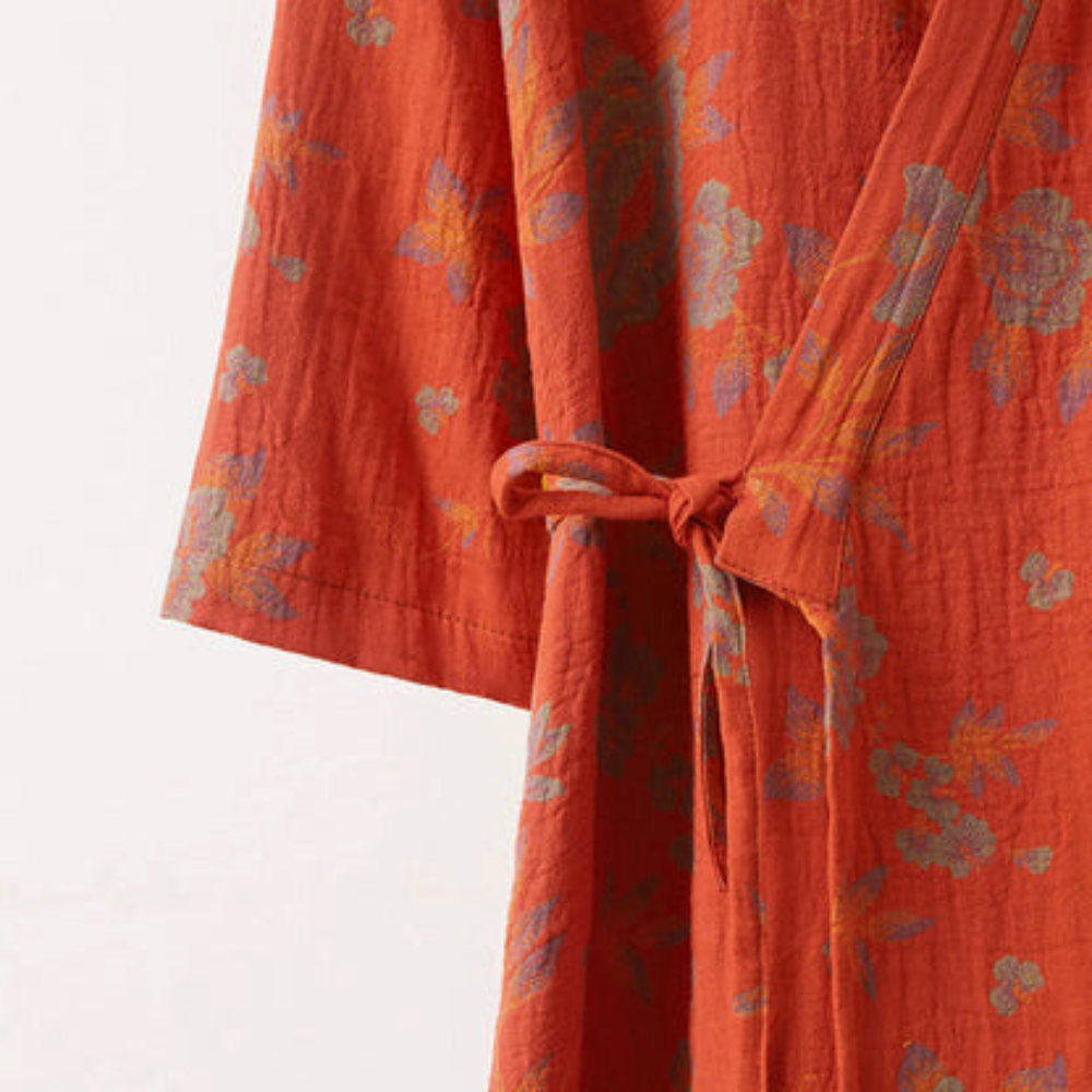 V-Neck Floral Jacquard Bathrobe