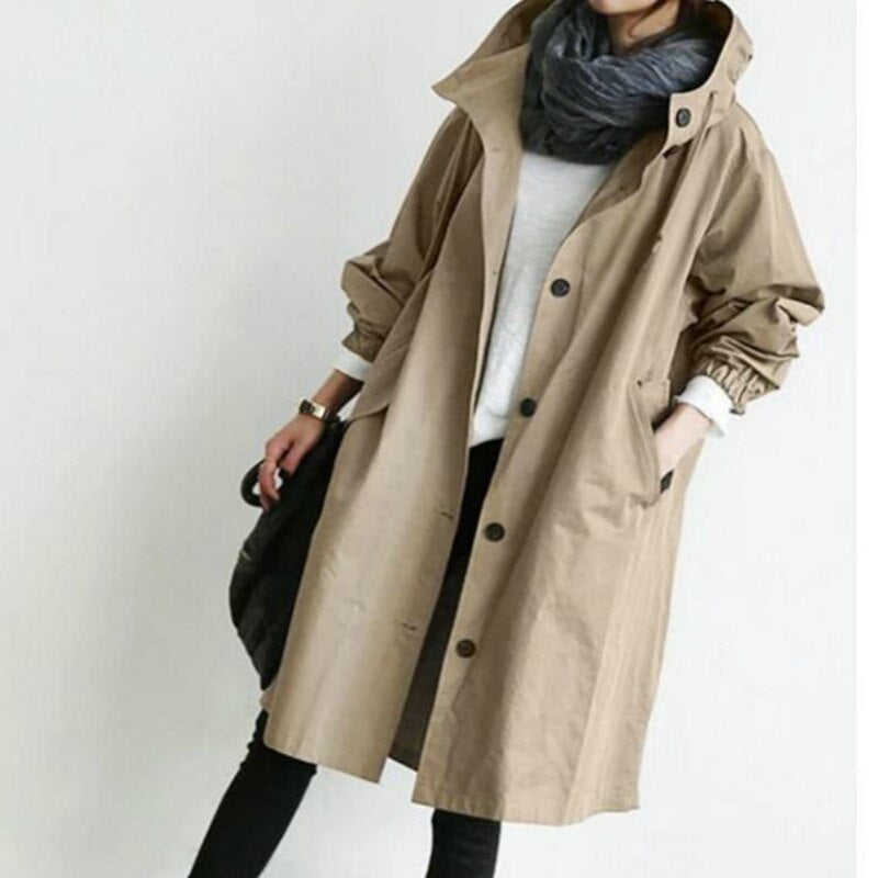 EleganCoat | Fasjonabel lang trenchcoat/jakke for kvinner skifter sesong 2024