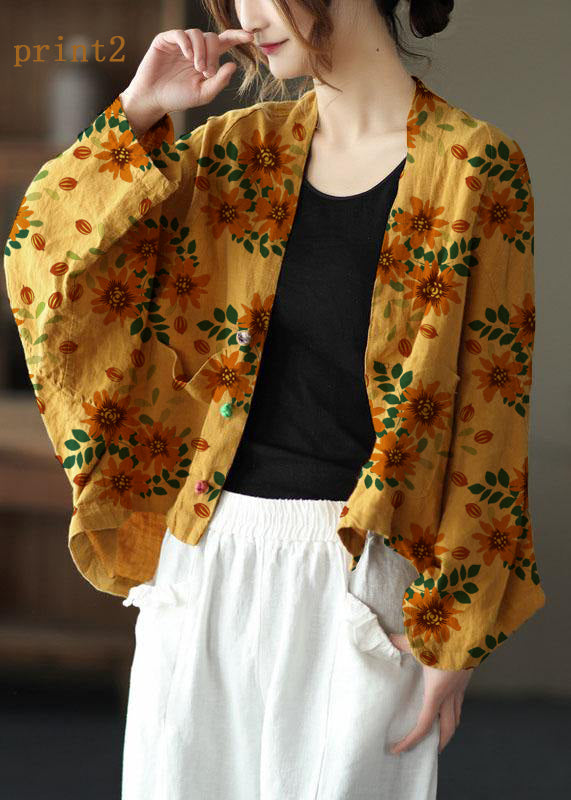 Fine Yellow Bat wing Sleeve Pockets Coat Short