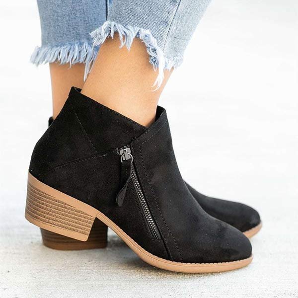 Botas de Camurça Celeste Mid-High com Zíper - Calçado Vegan em Camurça Trendy para Conforto Estiloso