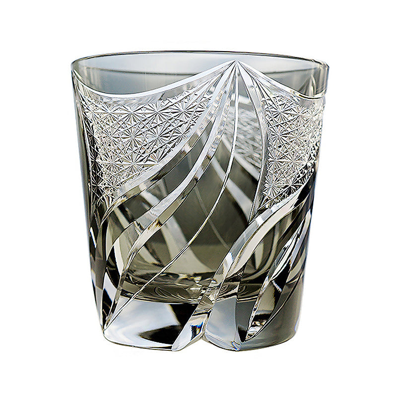 Verre à whisky à flamme Inkstone fabriqué à la main Edo Kiriko avec boîte en bois