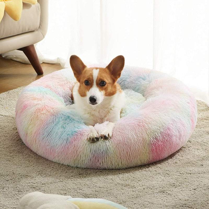 Camas para perros Round Rainbow Extra Plush Calming Donut