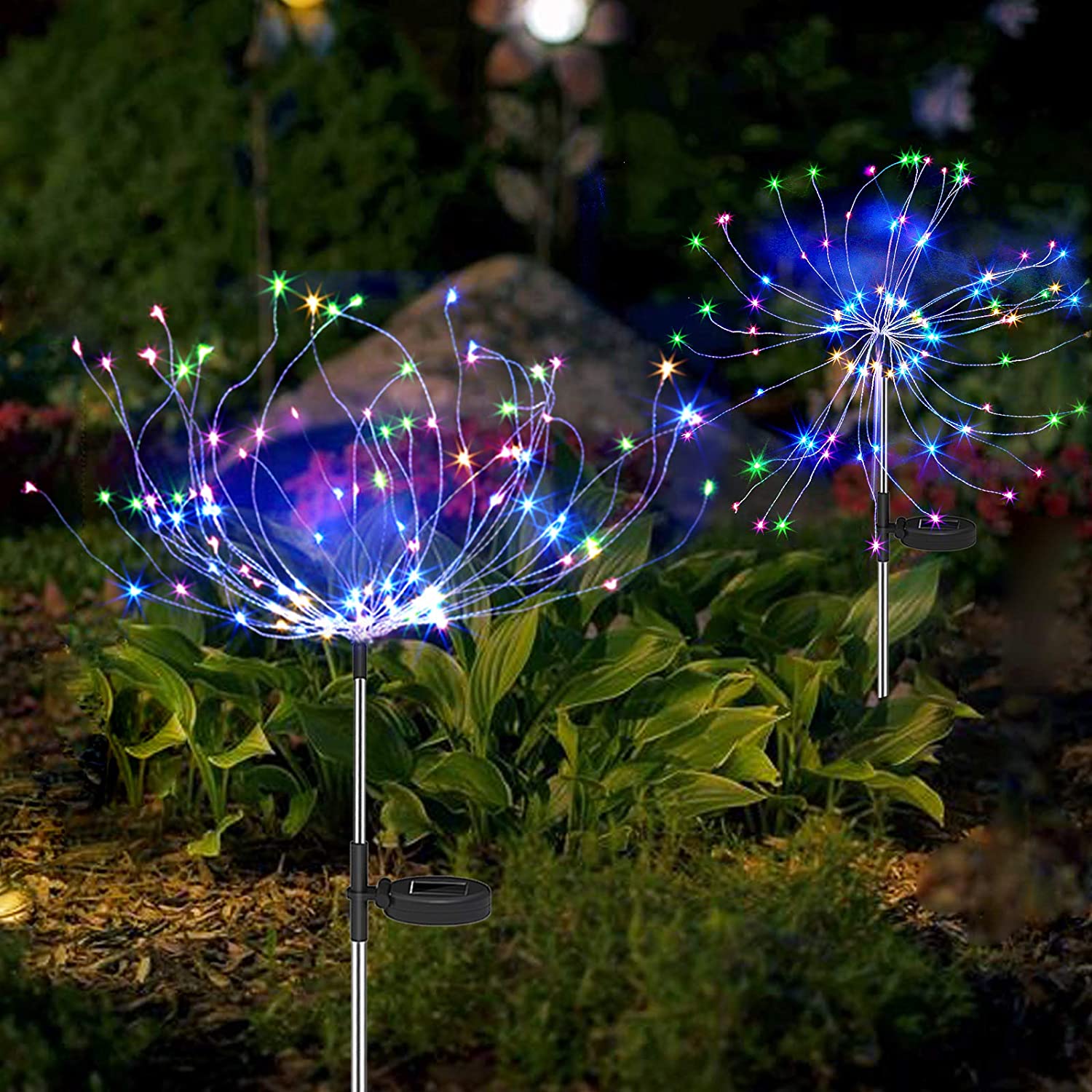 Lumini de Grădină cu Focuri de Artificii Solare cu 4 Piese – Lumini LED Exterioare Rezistente la Vreme IP65 cu Moduri Reglabile și Design DIY