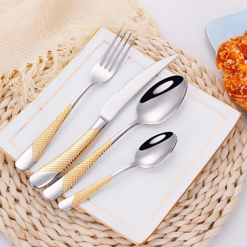 Ferran Diagonal Textured Stainless Steel Cutlery Set