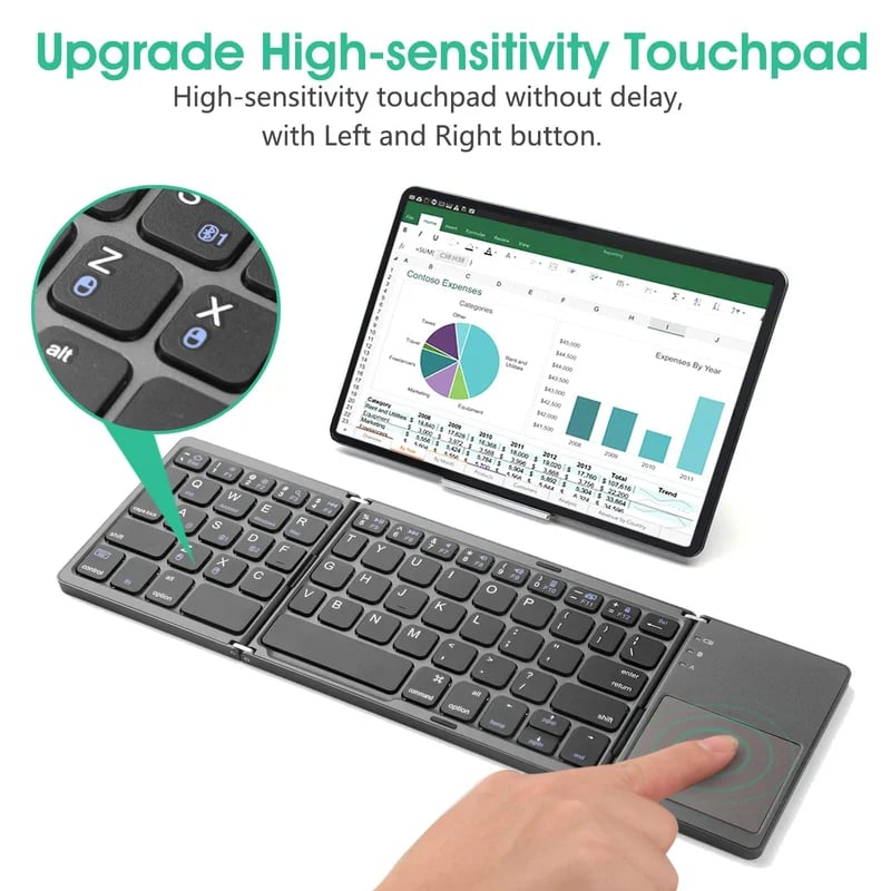 Tastatură Bluetooth pliabilă cu touchpad