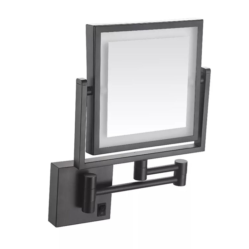 Black Square Magnifying Adjustable LED Makeup and Bathroom Mirror