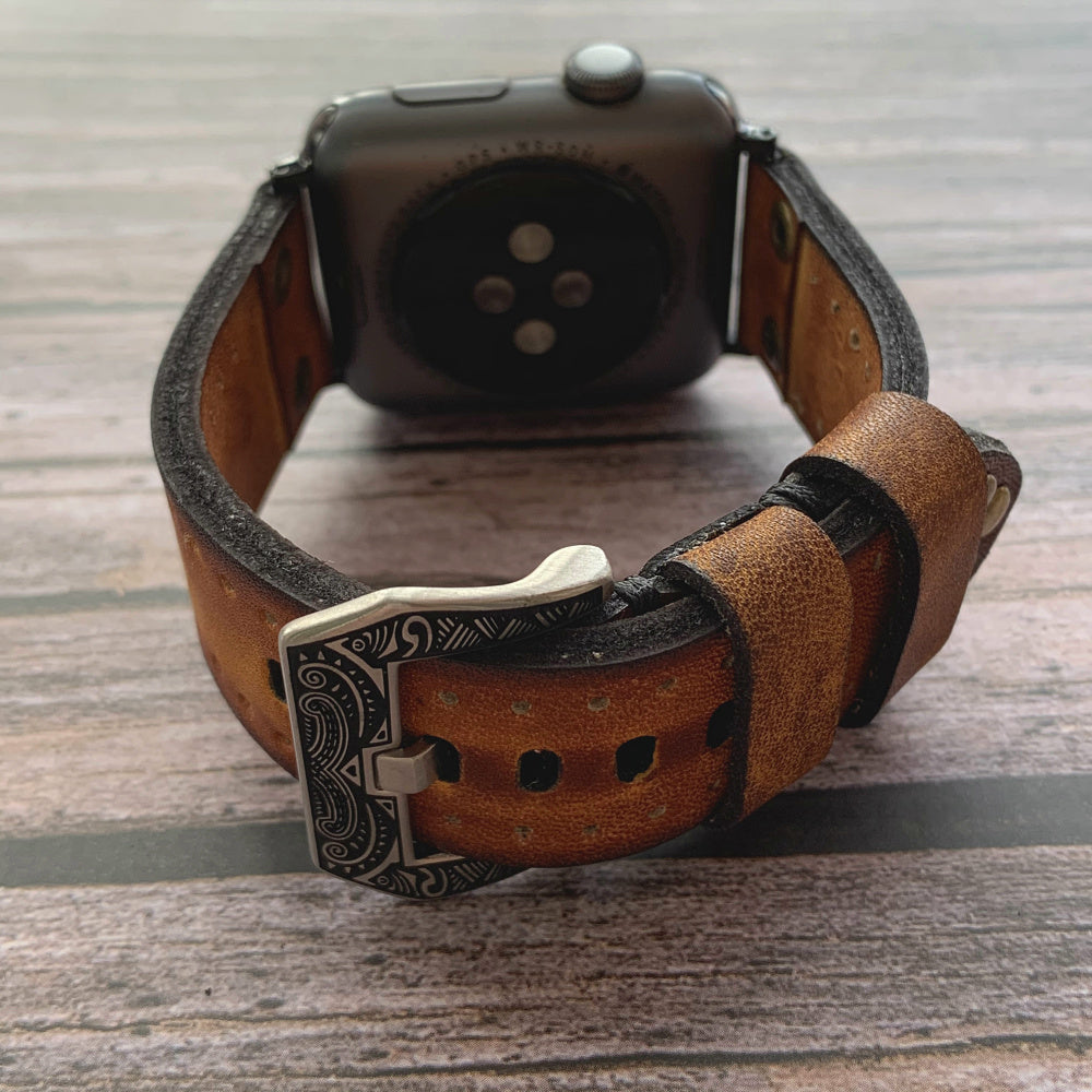 Cinturino in pelle vintage per Apple Watch - Elementi a rivetto