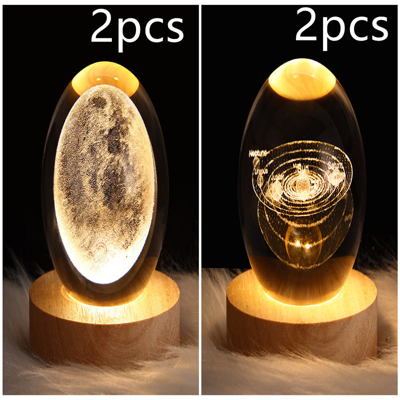 3D Galaxy Crystal Ball LED Night Lamp