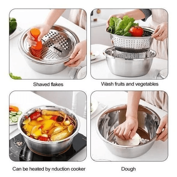 3-in-1 Multifunctional Germany Stainless Steel Basin Set