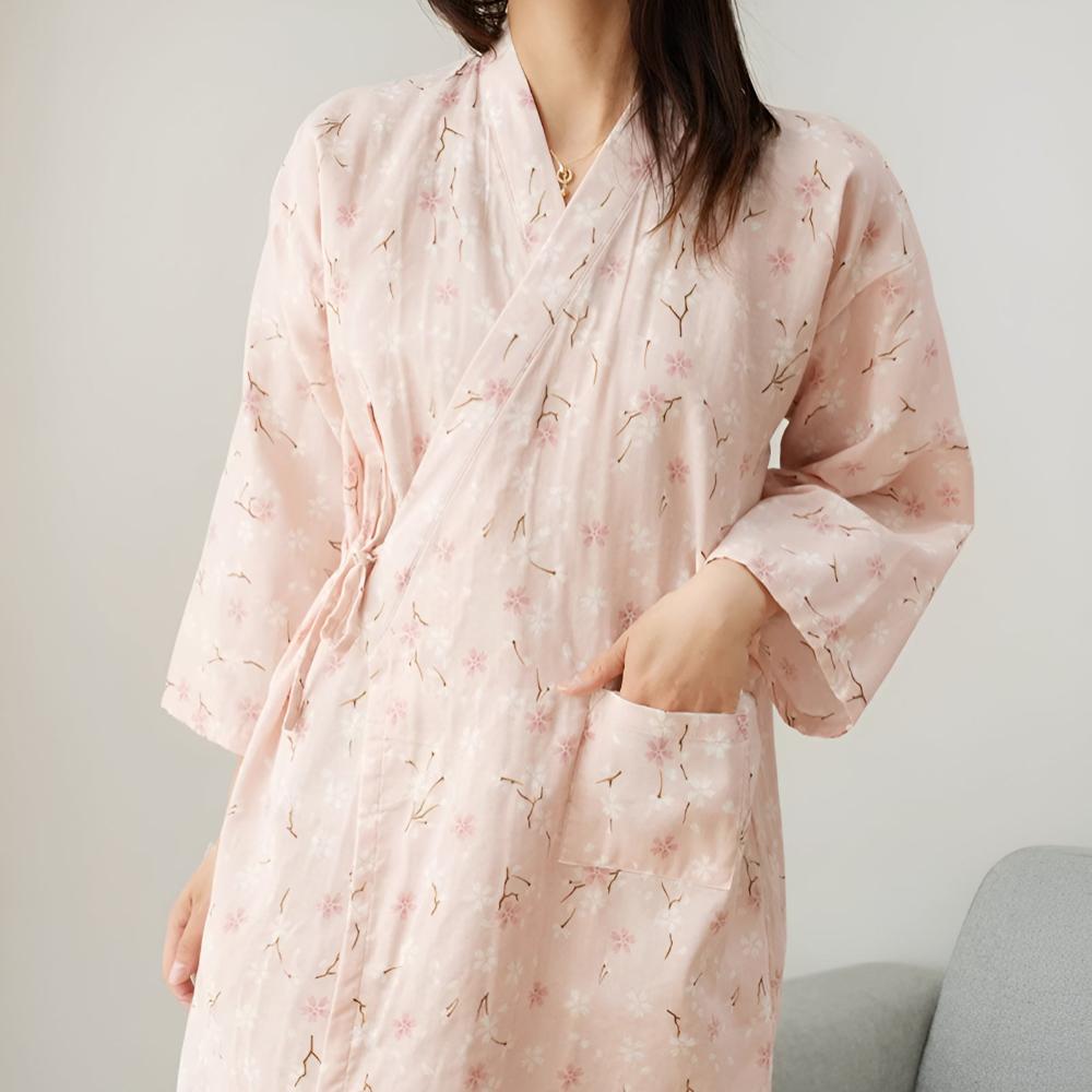 Peignoir en coton à motif floral pour femmes