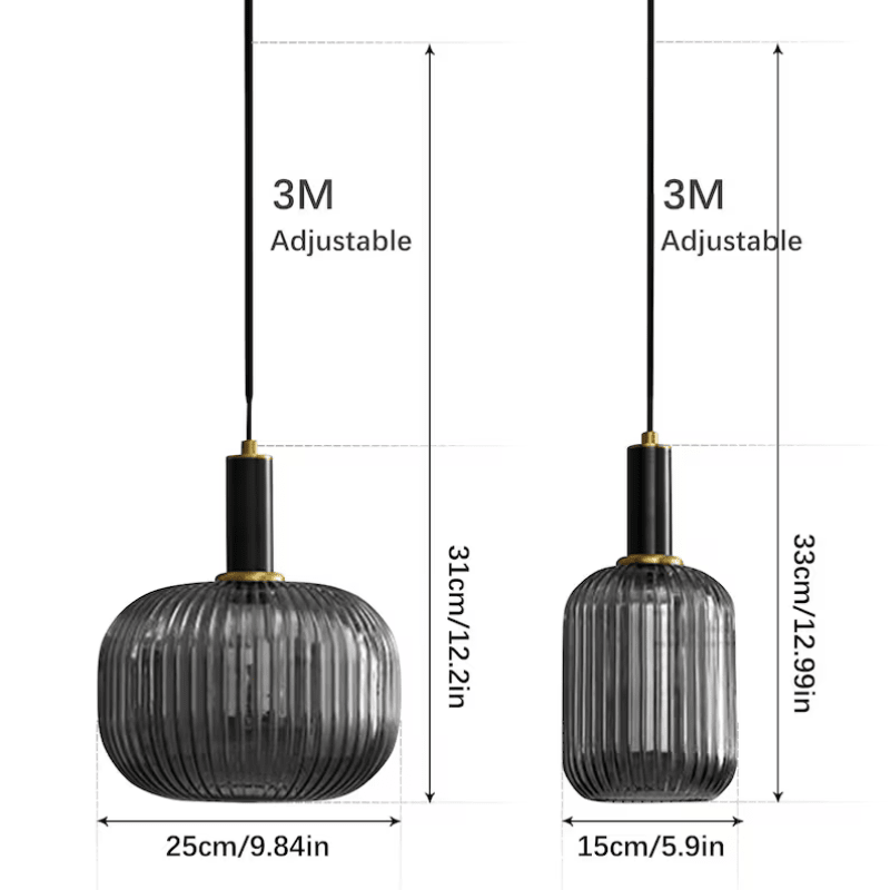 Nordic Vintage Stílusú Csíkos Üveg Medál