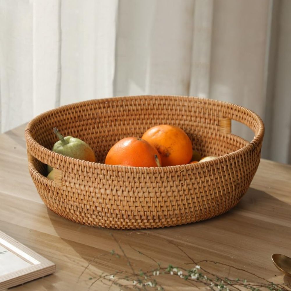 Håndlaget Vevd Rattan Oval Fat