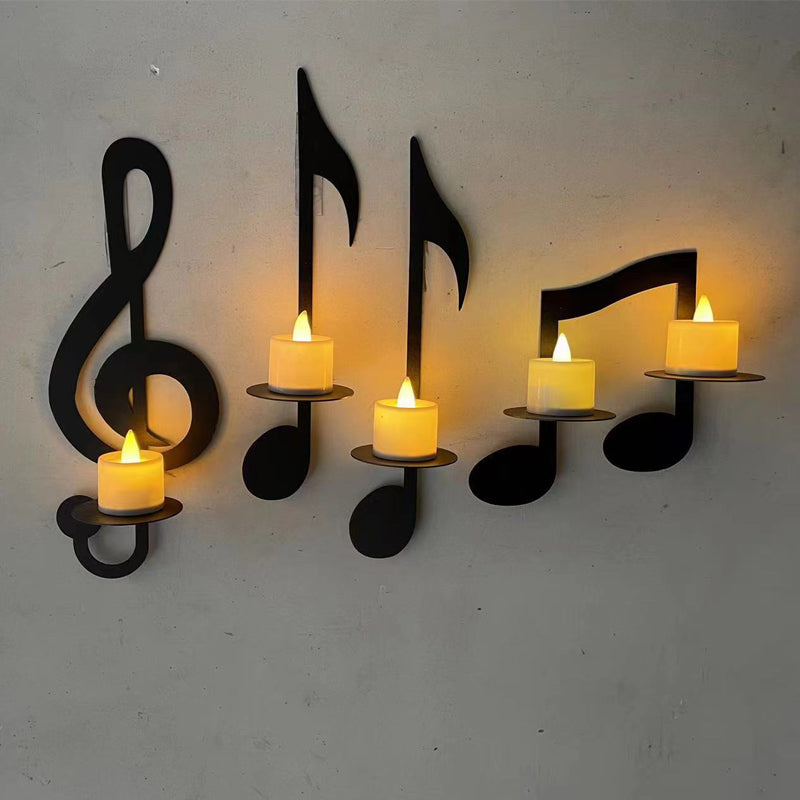 Aplique de pared con notas musicales en color negro