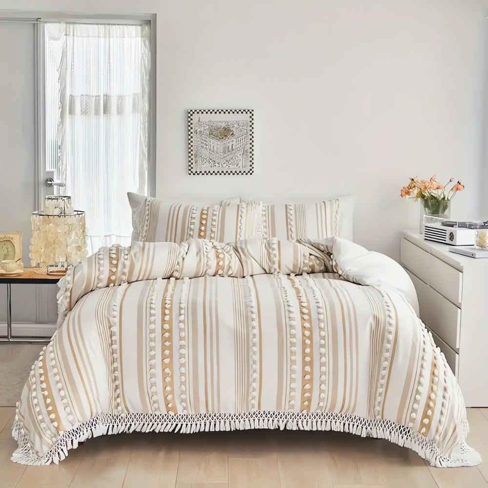 Zachte Streep en Kwast Quilt Set | 3 stuks