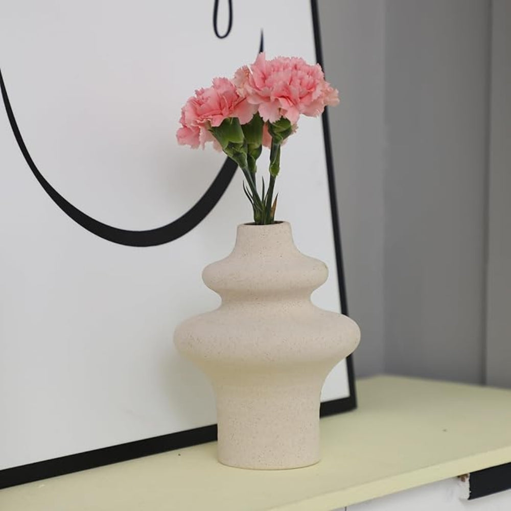 Noordse Beige Keramische Bloemenvase