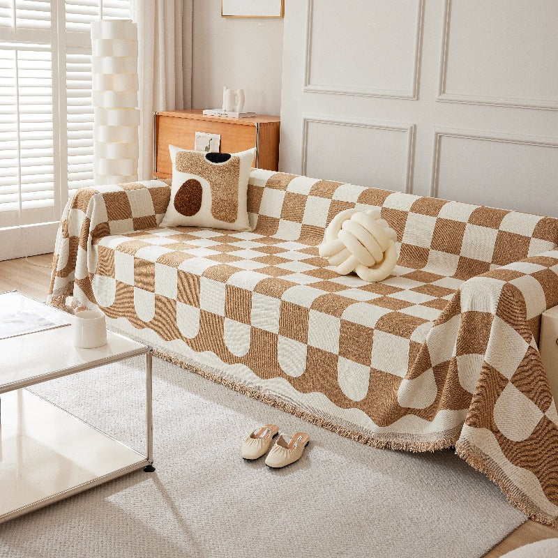 Nye Checkerboards Chenille Sofa/Couch Cover