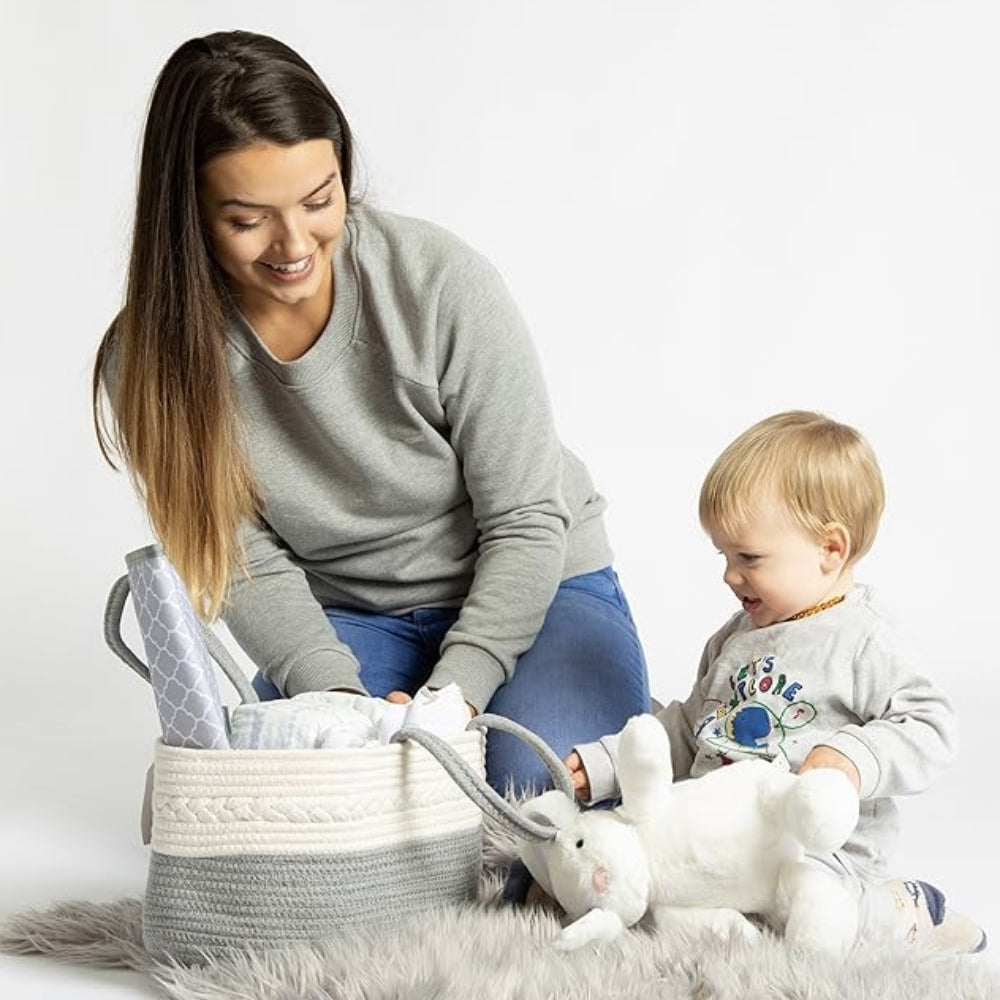 Organisateur d'Essentiels pour Bébé en Gris Tressé