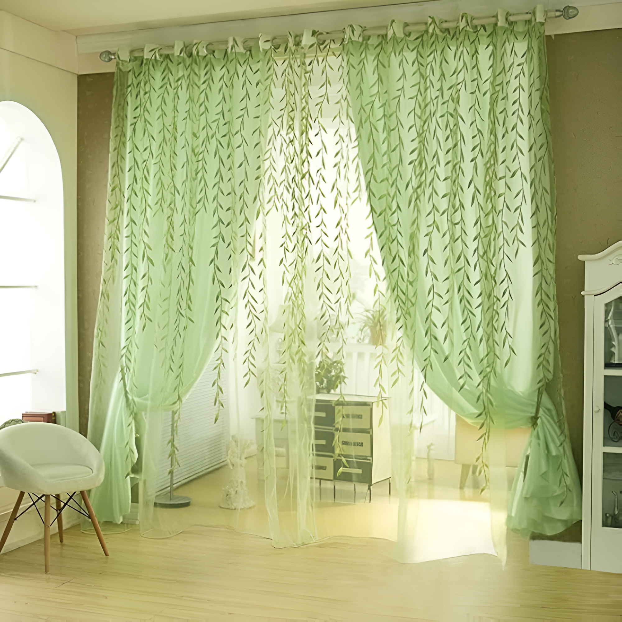 Willow Leaf Strip Window Curtains