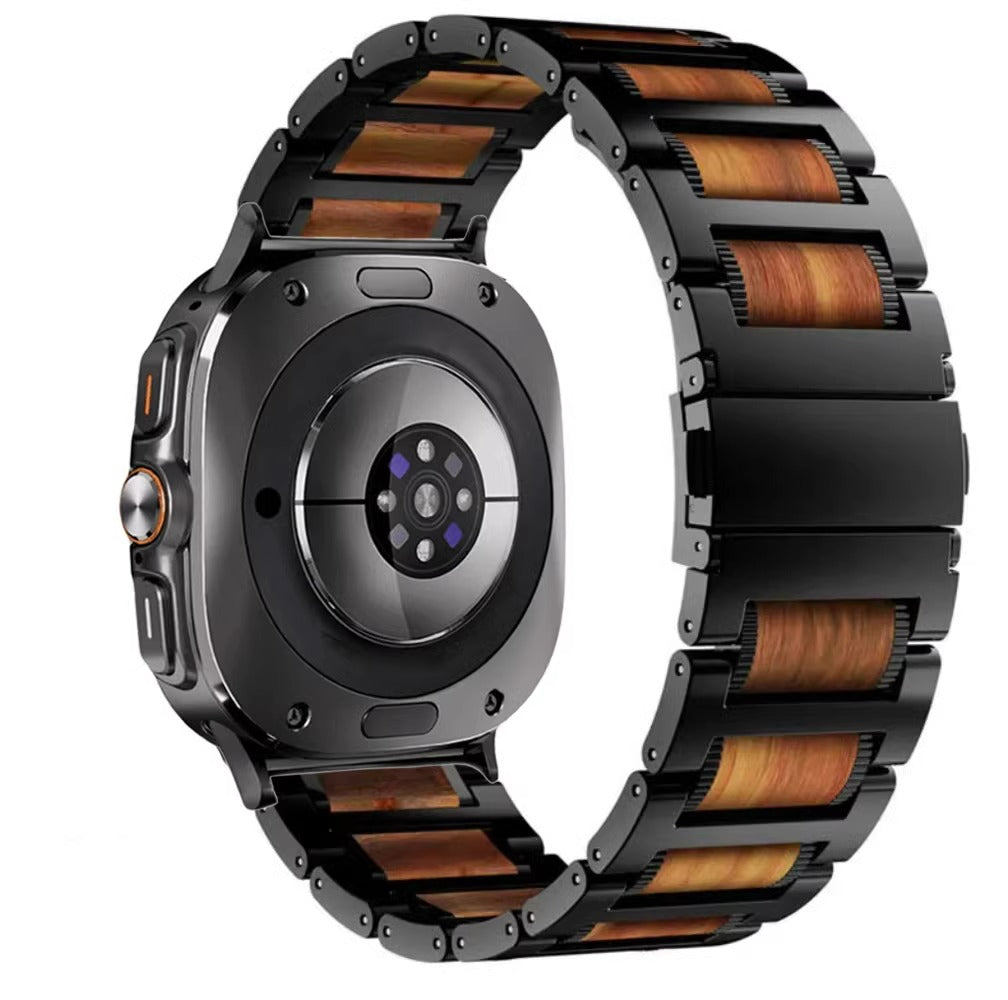 Bracciale in legno di sandalo rosso naturale e metallo per Samsung Watch Ultra