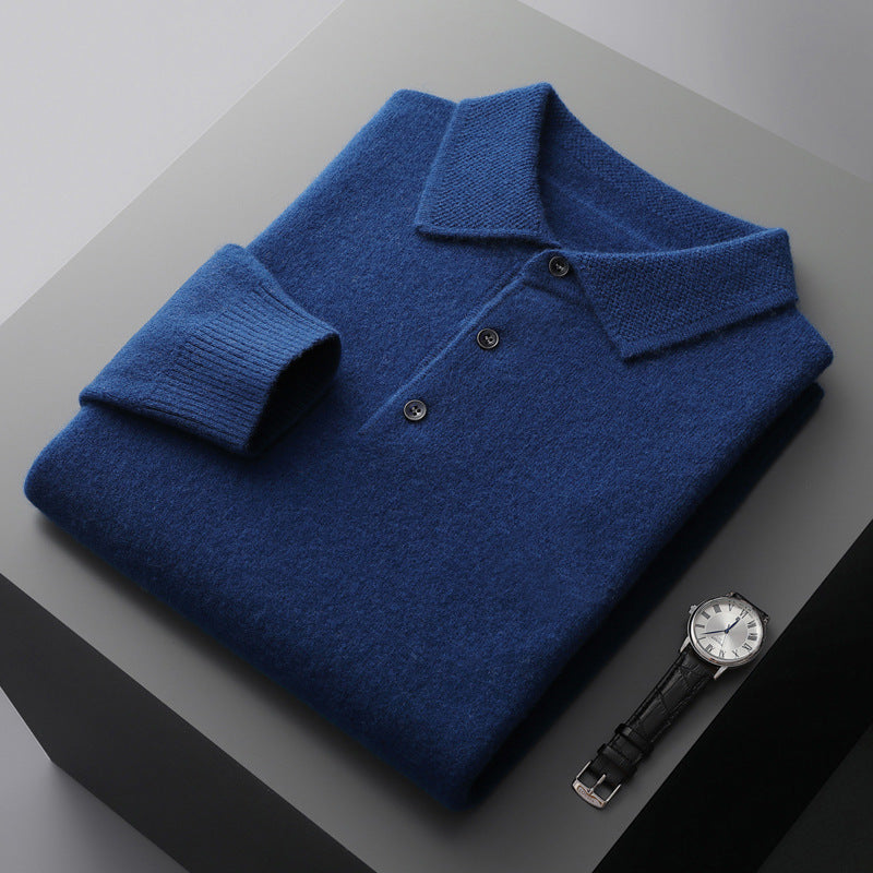 Polo a maniche lunghe in Cashmere/Merino Wool