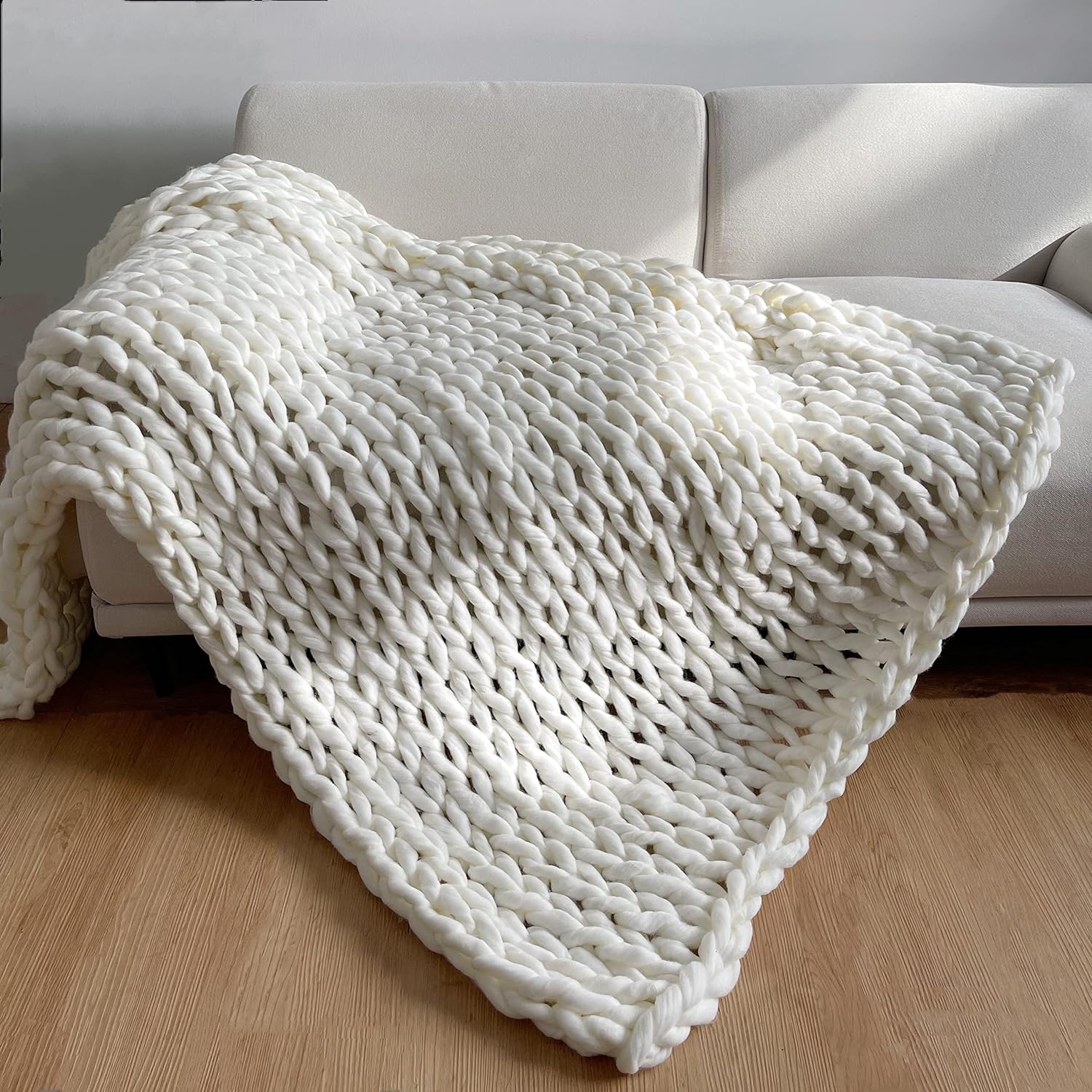 Chunky Knit Handmade Weighted Throw – Ultra-Wygodny i Stylowy Koc