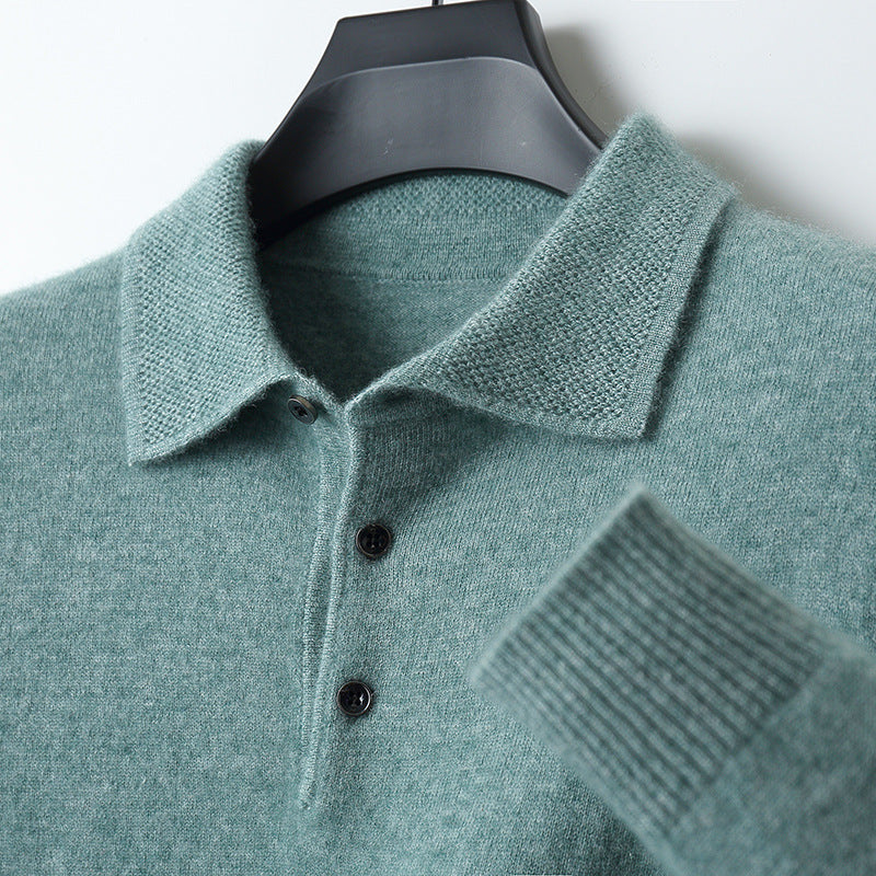 Polo a maniche lunghe in Cashmere/Merino Wool