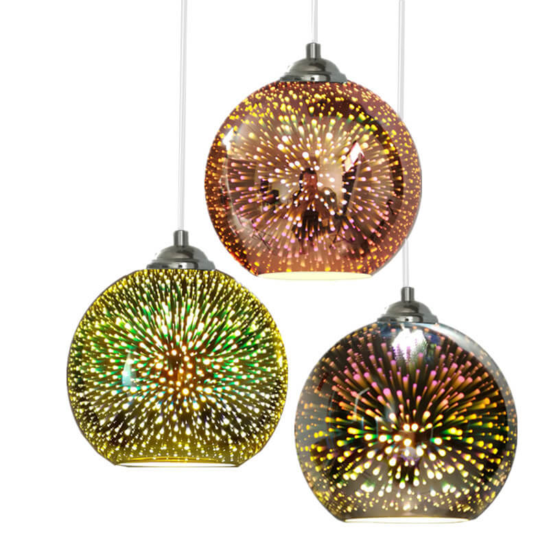 Modern Creative 3D Colorful Fireworks Glass 1-Light Dome Pendant Light lamp