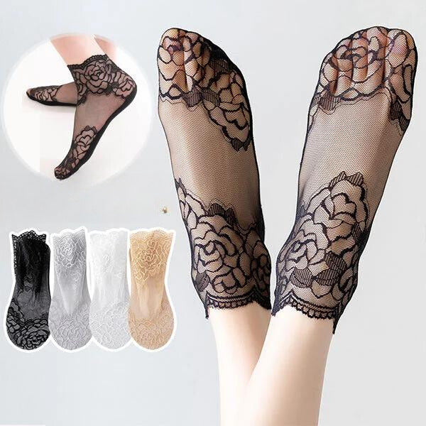 Yasmin Fashion Rose Lace Socks