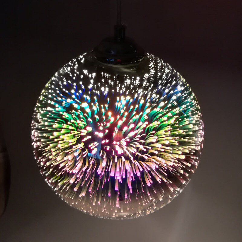 Moderne, kreative 3D-Kuppel-Pendelleuchte mit buntem Feuerwerk aus Glas