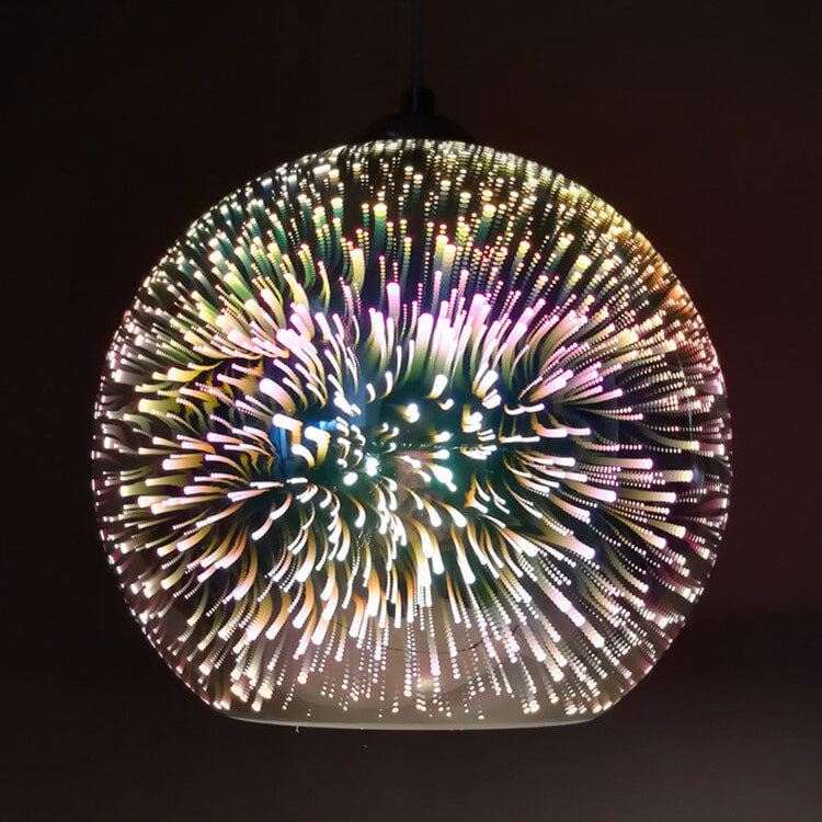 Moderne, kreative 3D-Kuppel-Pendelleuchte mit buntem Feuerwerk aus Glas