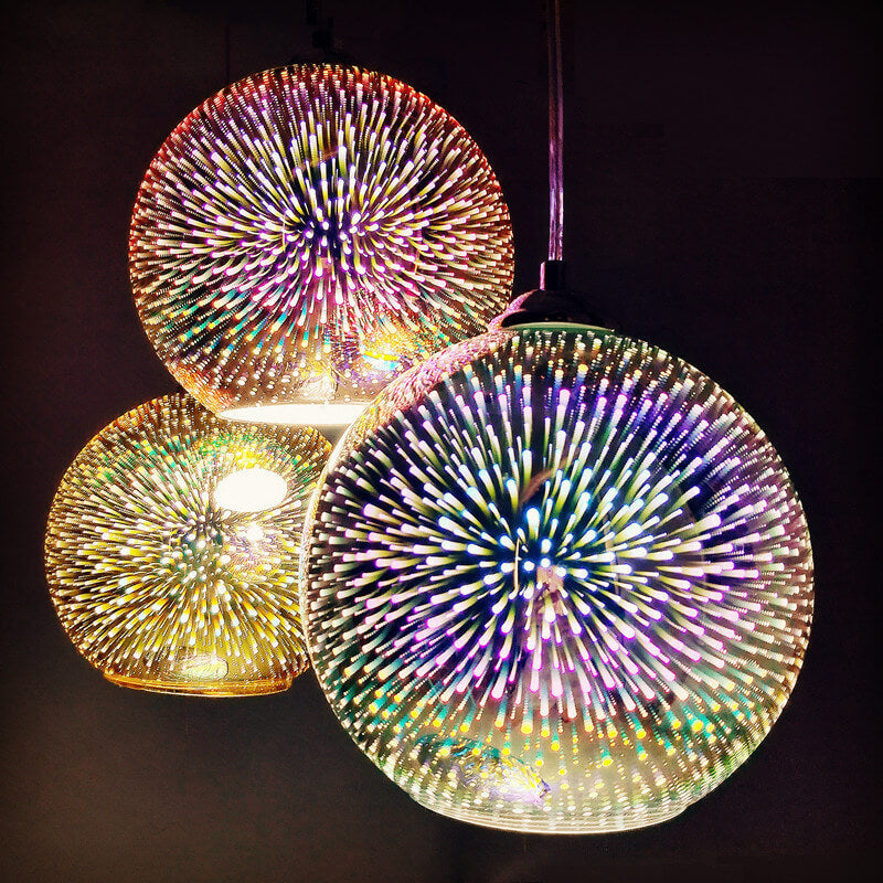 Modern Creative 3D Colorful Fireworks Glass 1-Light Dome Pendant Light lamp