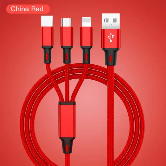 3-in-1 USB Cable for iPhone and Android