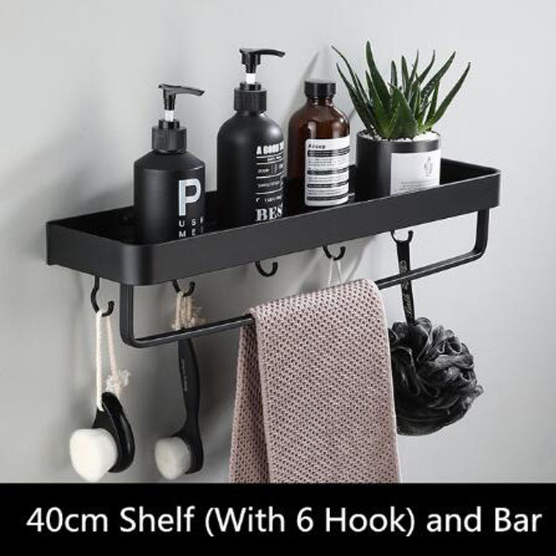 Black Bathroom Rack from Space Aluminum for Wall Mounting