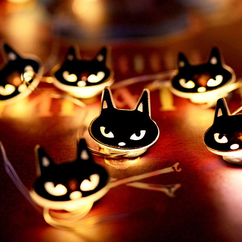 Decorazione di Halloween Decorazione a catena di illuminazione a forma di gatto nero a LED