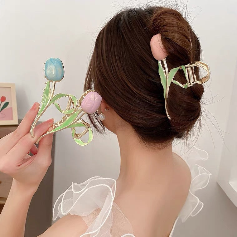 Pinza para el pelo con forma de flor de tulipán