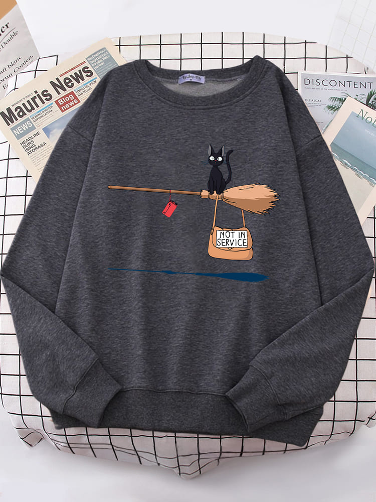 Besen fliegende schwarze Katze Sweatshirt