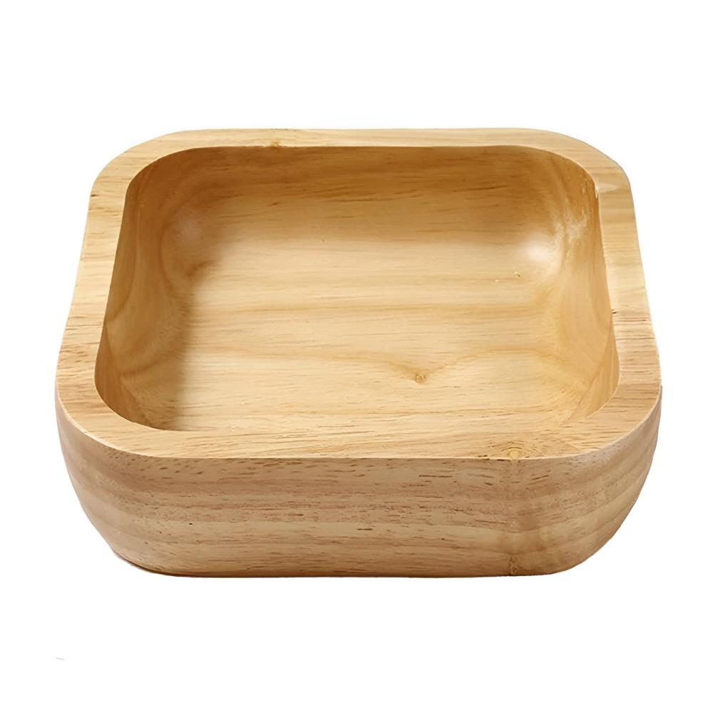 Natural Wood Square Bowl