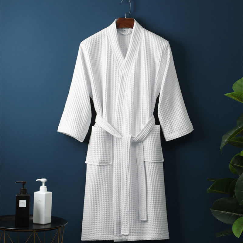 Waffle V-neck Bathrobe