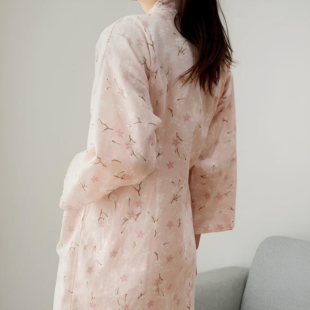 Women's Floral Pattern Cotton Bathrobe