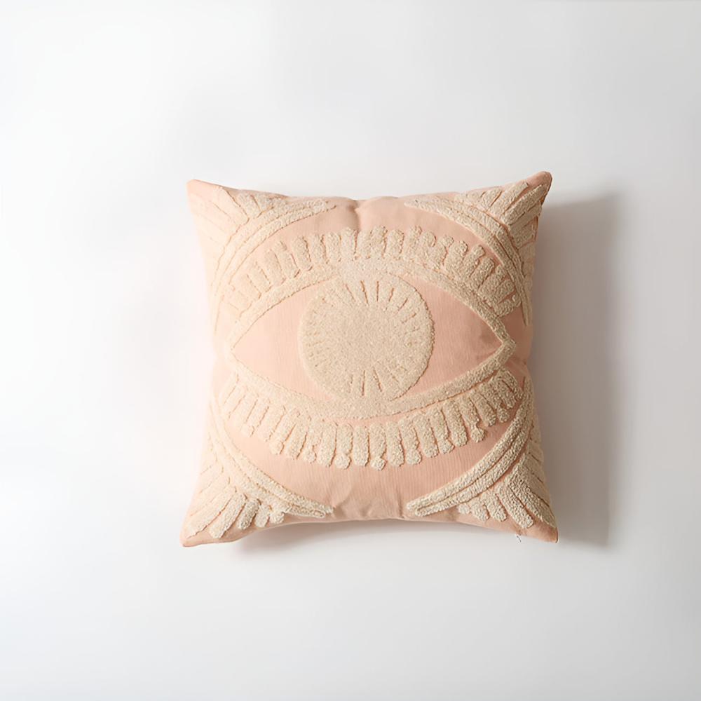 Housse de coussin brodée œil Boho