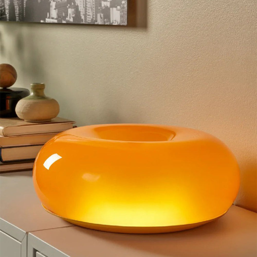 Lampe Donut – Lampe de table et murale LED orange à intensité variable, lampe en verre économe en énergie pour salon, chambre à coucher, dortoir