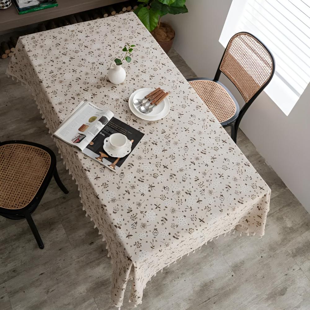 Dandelion Beige Tassel Tablecloth