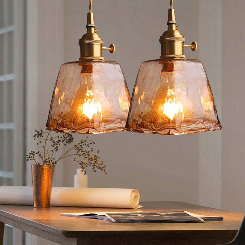 Levy Retro LED Hanging Lamps - Gold Metal and Glass for Bedroom, Living Room, Dining Room