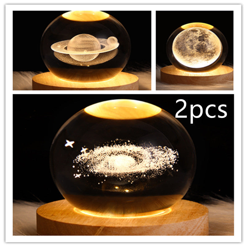 3D Galaxy Crystal Ball LED Night Lamp