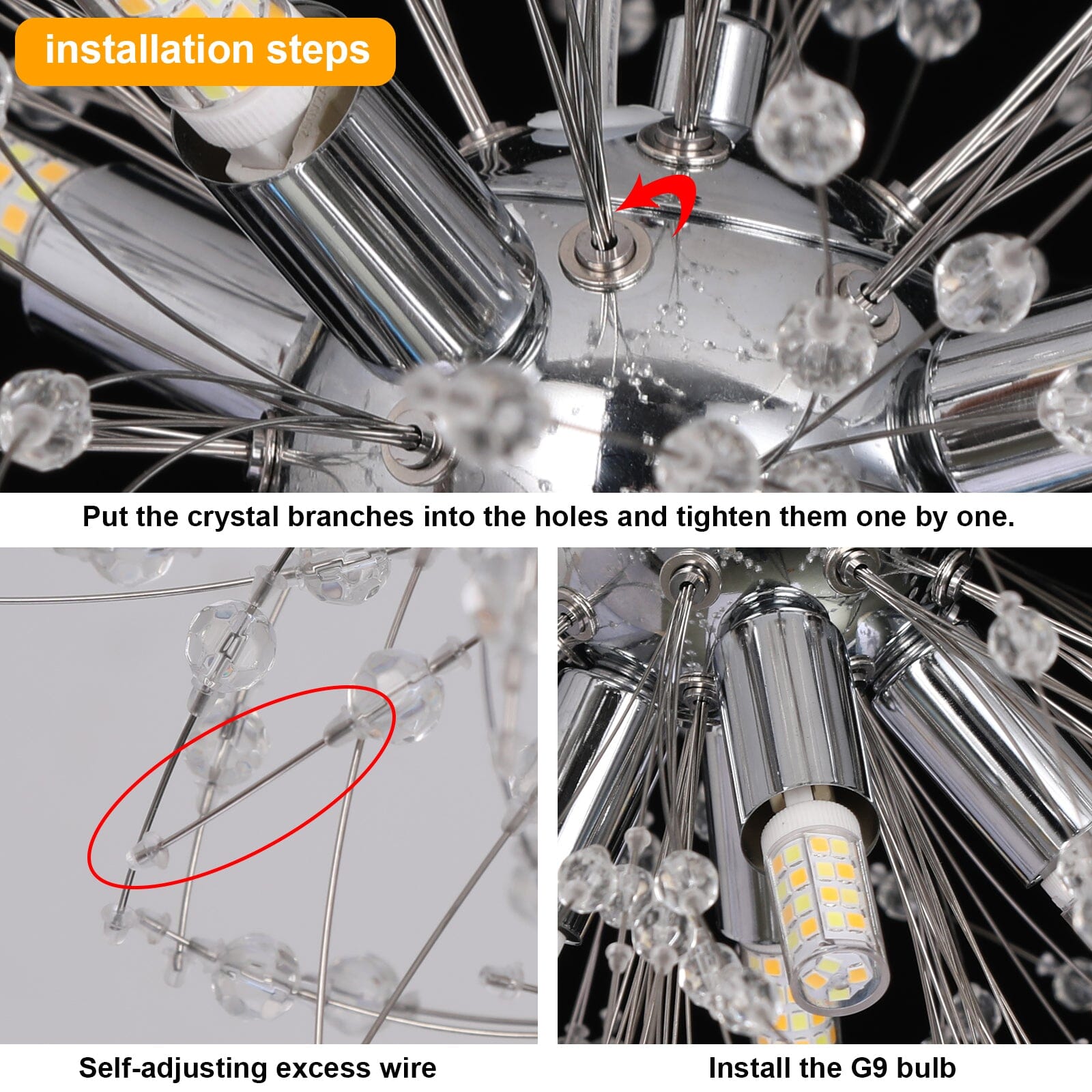 Pendente de Cristal Dente-de-Leão Moderno