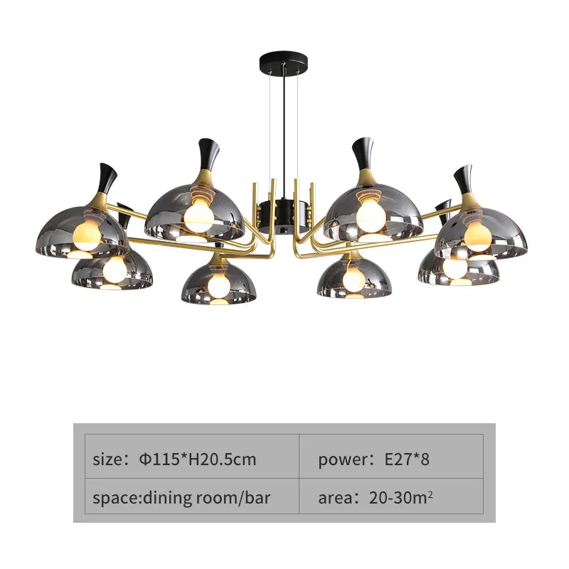 Lampadario LED in vetro nero Grosvenor