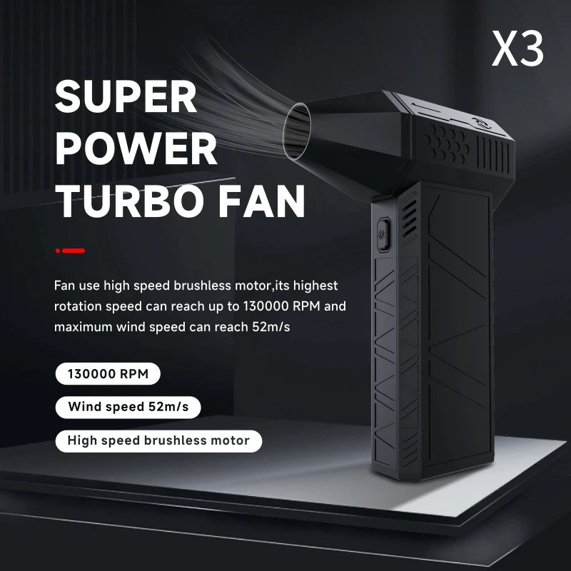 Mini Turbo Jet Fan X3 - 130.000 RPM: Generează instantaneu viteze de până la 52 m/s